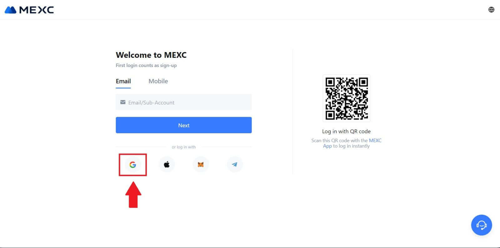 Cách đăng nhập vào MEXC